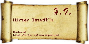 Hirter István névjegykártya